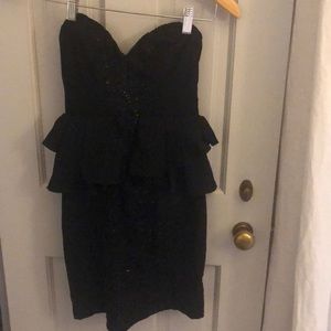 Black sequin peplum bodycon dress